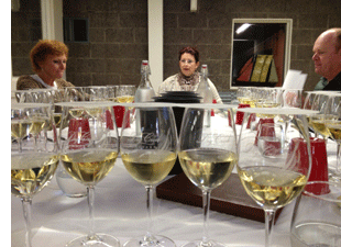 Wilma tasting white wines - click to enlarge